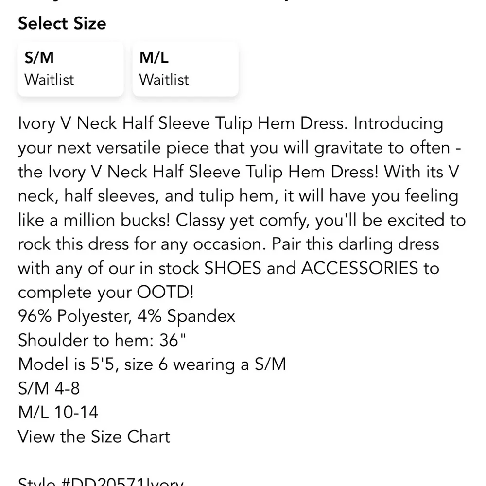 Ivory V Neck Half Sleeve Tulip Hem Dress - Picture 5 of 5